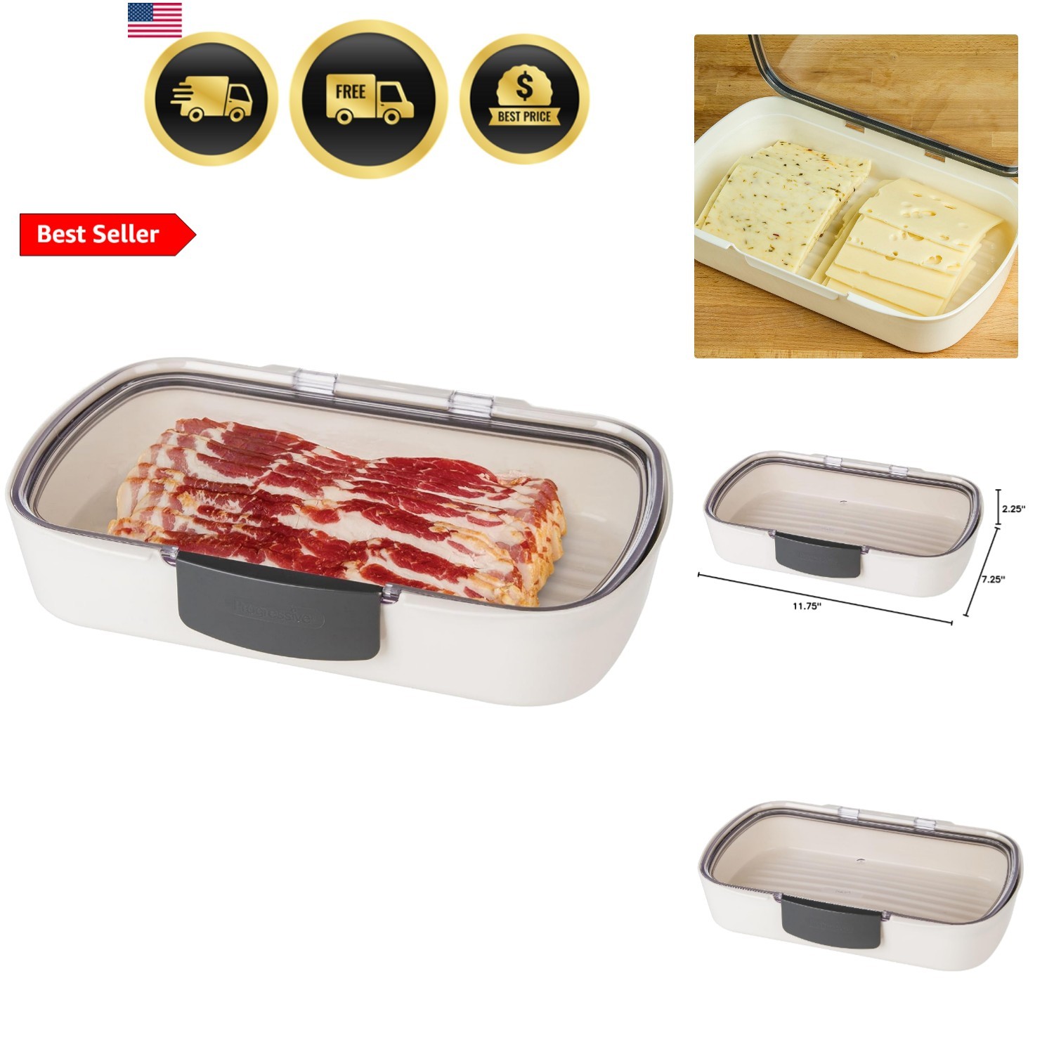 Deli Food Storage Container with Air-Tight Silicone Seal and Dry Erase Compat…