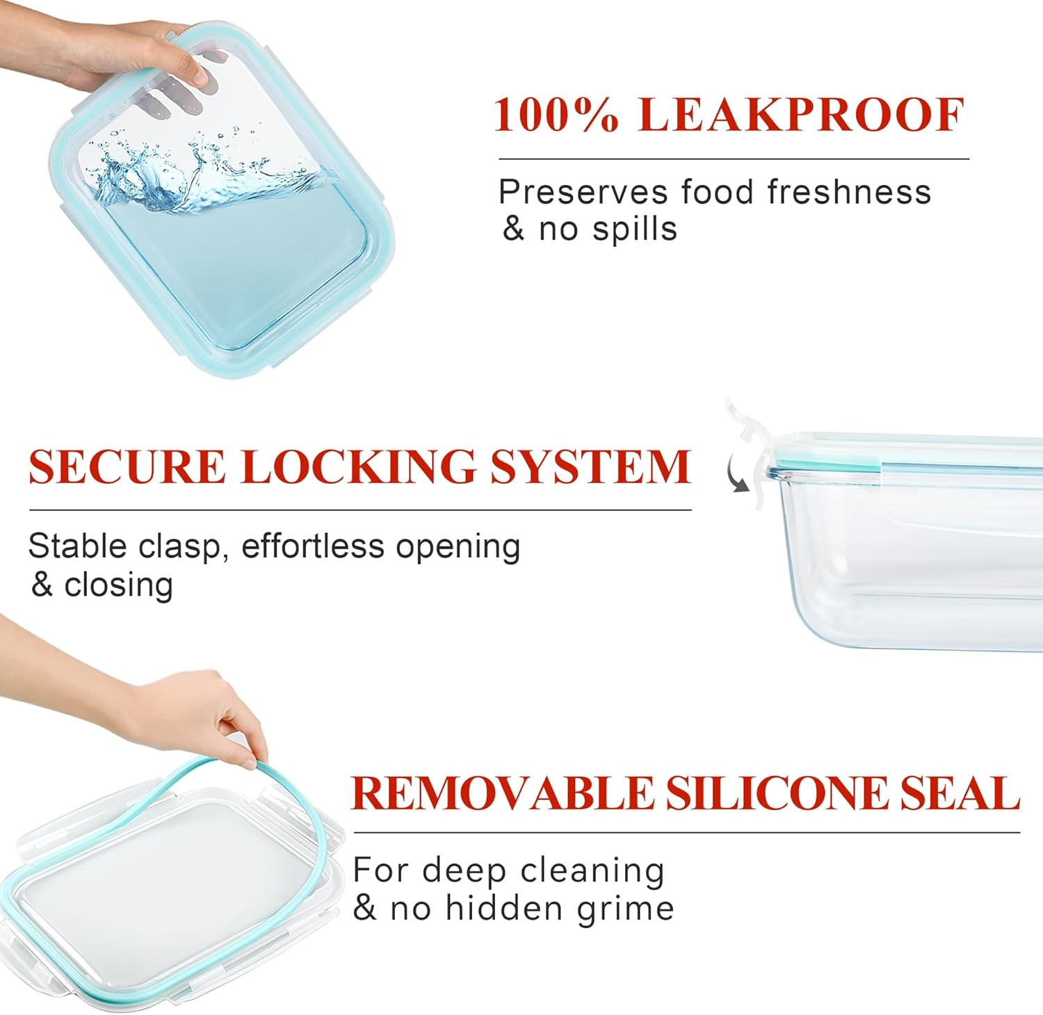 4 Pack 52Oz Large Glass Food Storage Containers with Lids, Meal Prep Containers