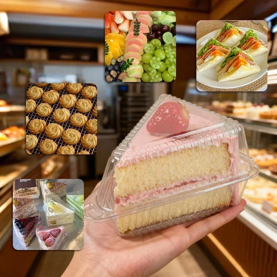 100Pcs Cake Slice Containers Pie for 6”-8” Diameter or Slices Individual
