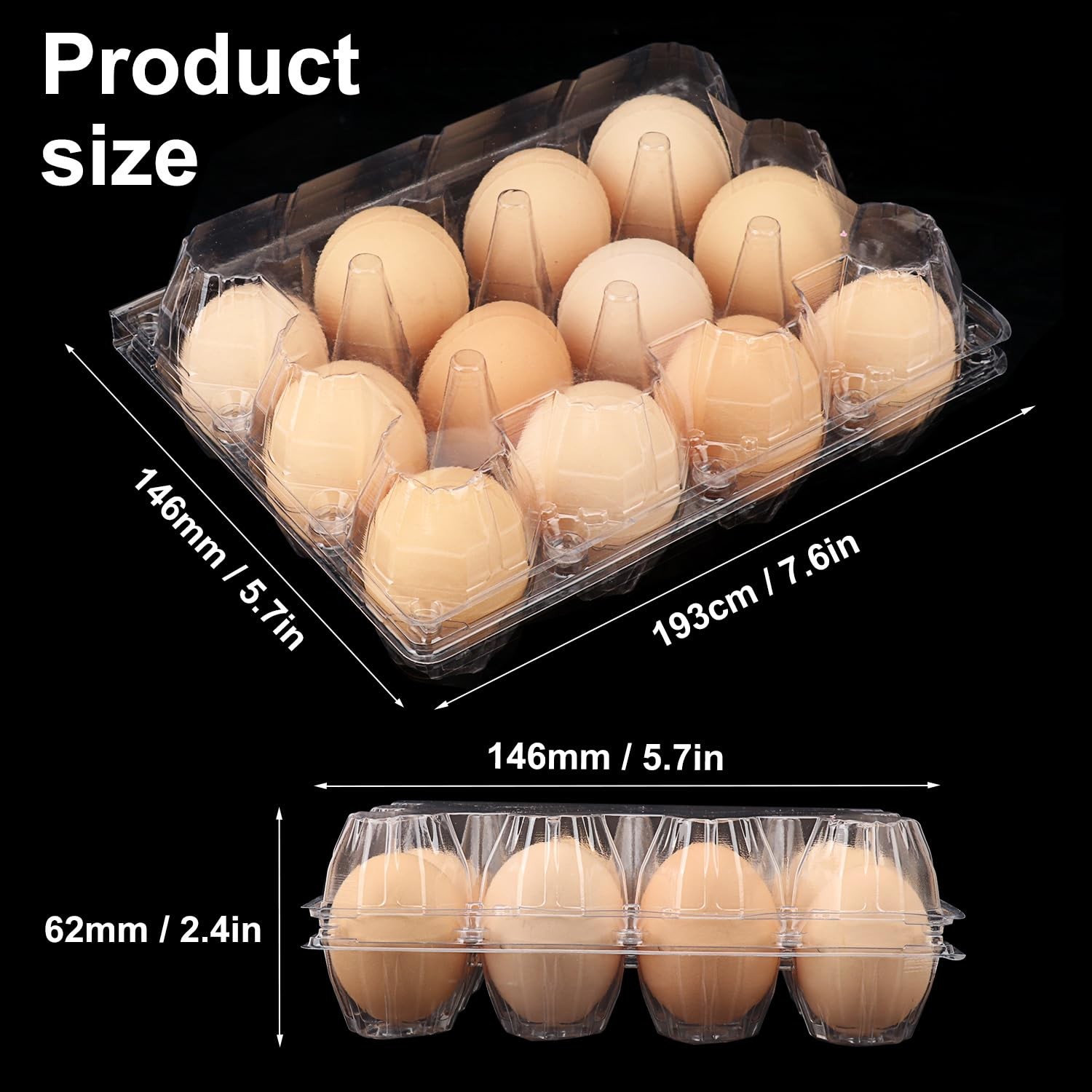 130 Packs 3 x 4 Clear Egg Cartons, 1 Dozen Plastic Egg Cartons, Transparent C…