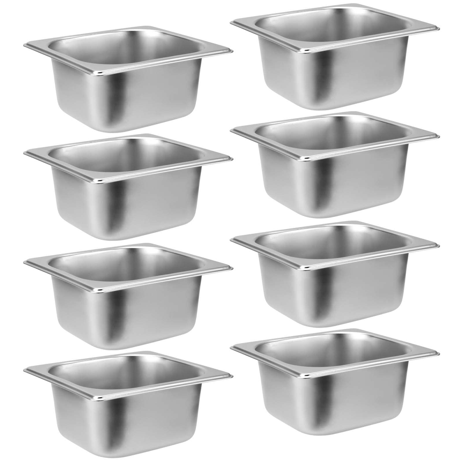 8 Pack Steam Table Pans 1/6 Size x 2.5 Inch Deep Stainless Steel Hotel Buffet