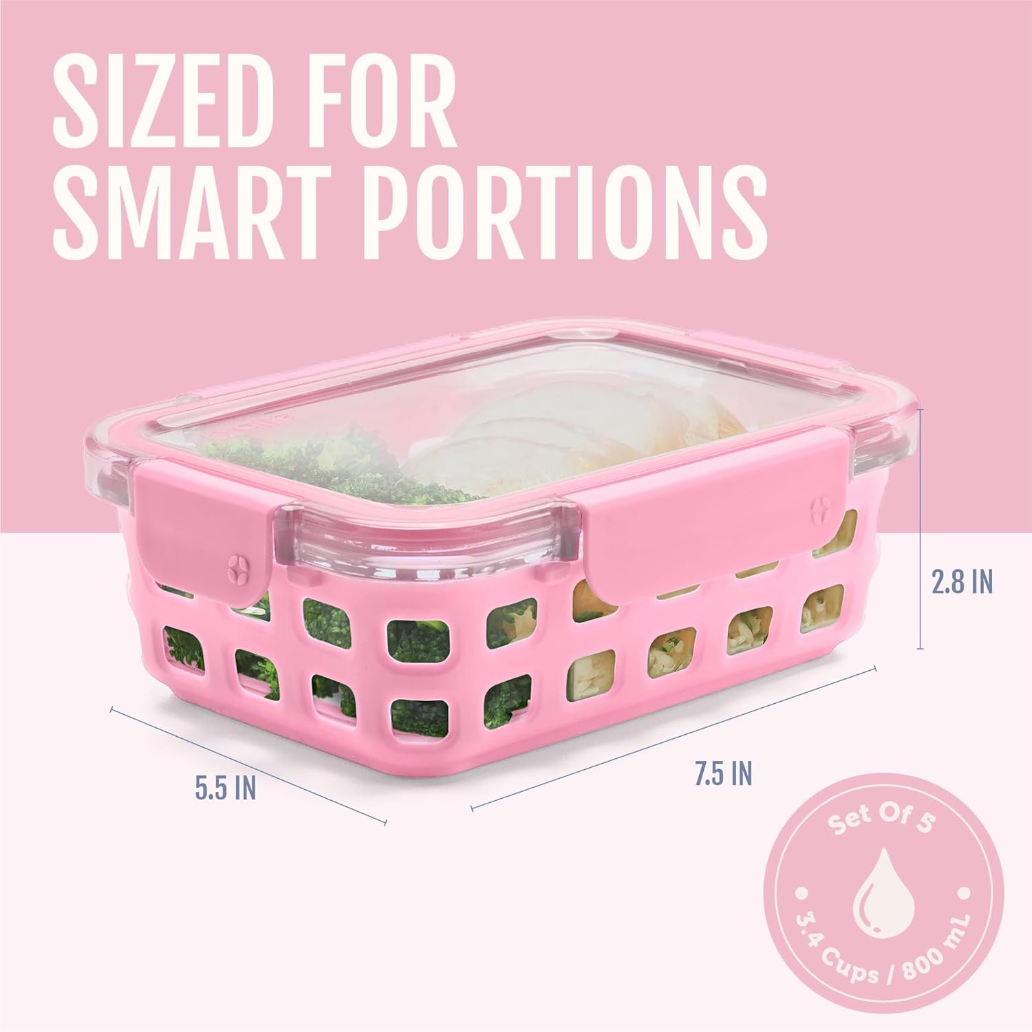 Ello Duraglass 3.4 Cup Meal Prep Sets 10Pc, 5 Pack Set- Glass Food Storage Conta