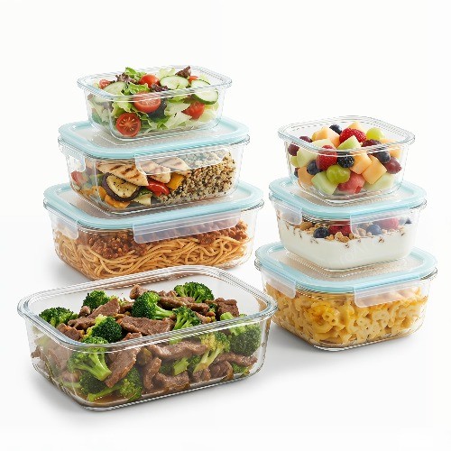 CISILOV 7 Pack Glass Food Storage Containers with Lids,Lunch Box Microwave Safe