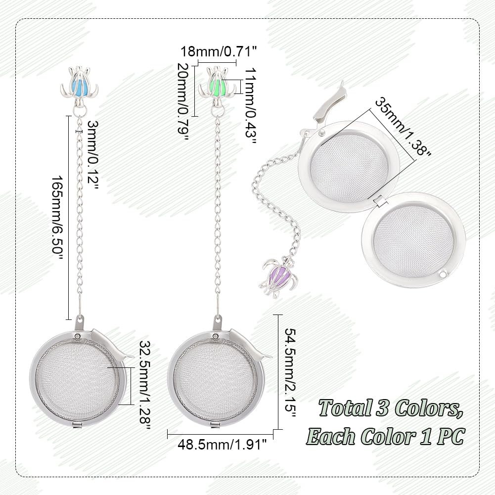 UNICRAFTALE 3 Sets Round Tea Infuser Loose Strainer multiple colors