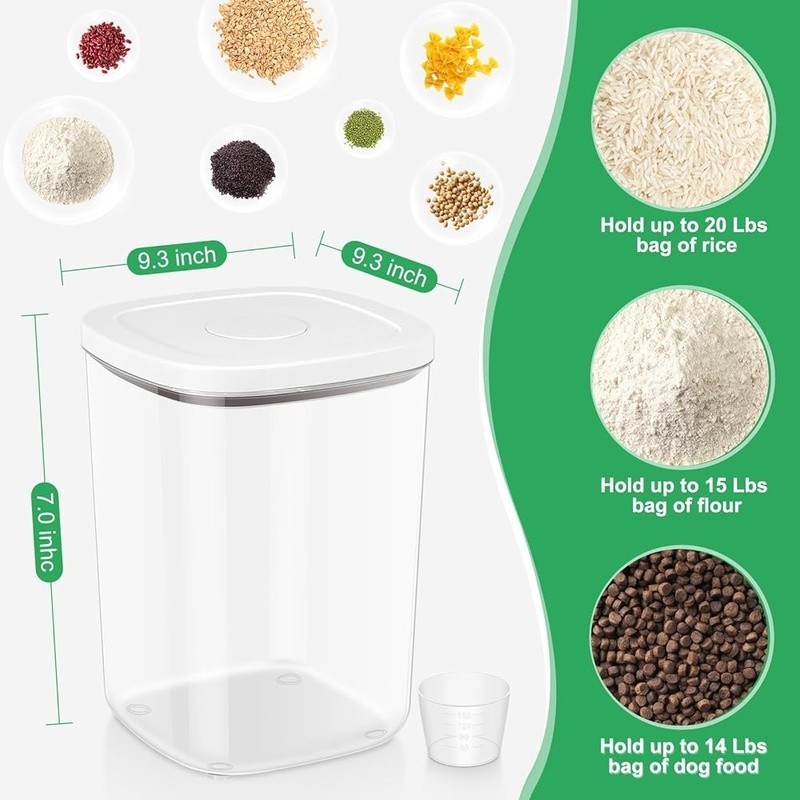 Airtight Large Storage Container Rice Flour Grains Food Safe Measuring Cup New