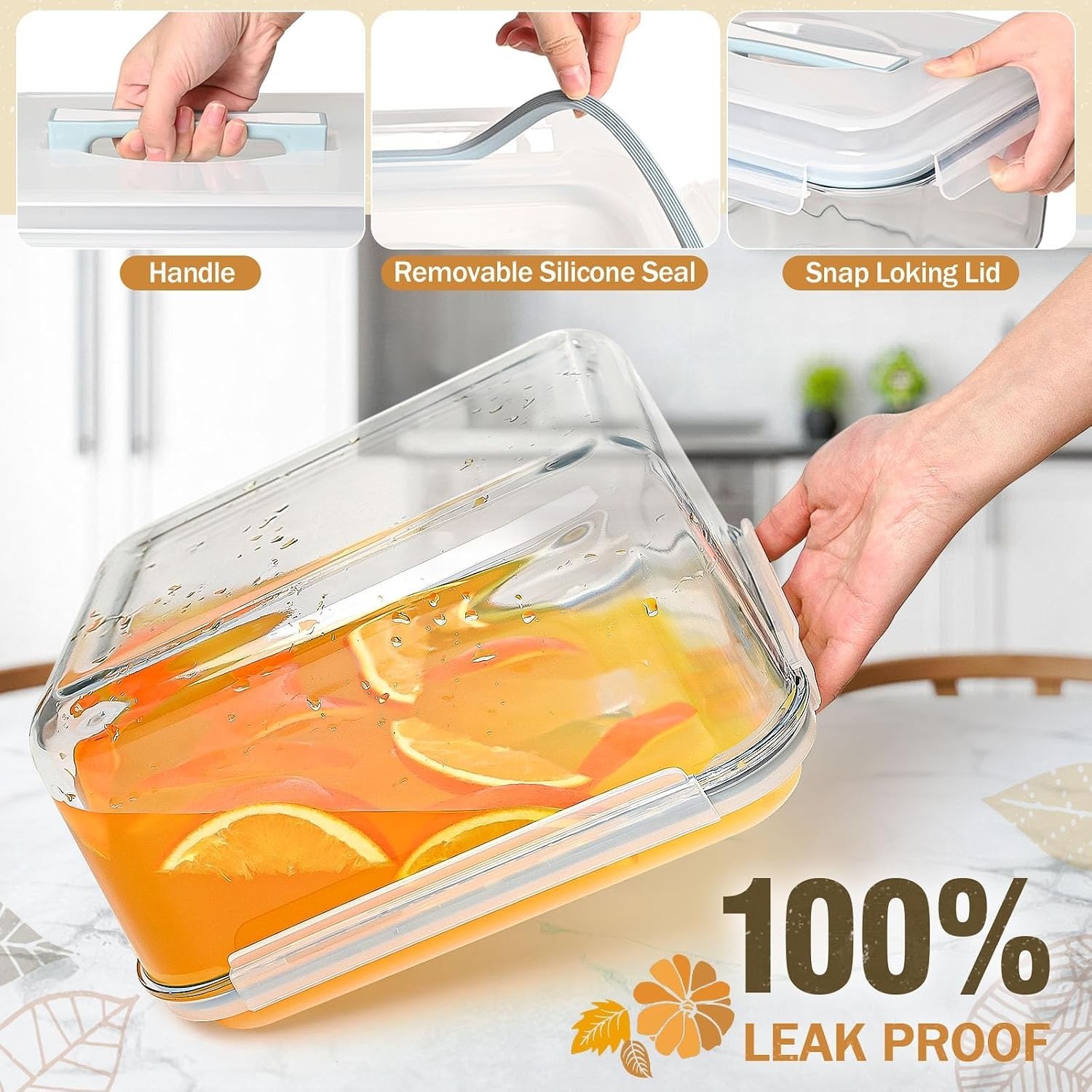 Large Glass Storage Containers with Lids 200oz/6000ml – Borosilicate Extra La…