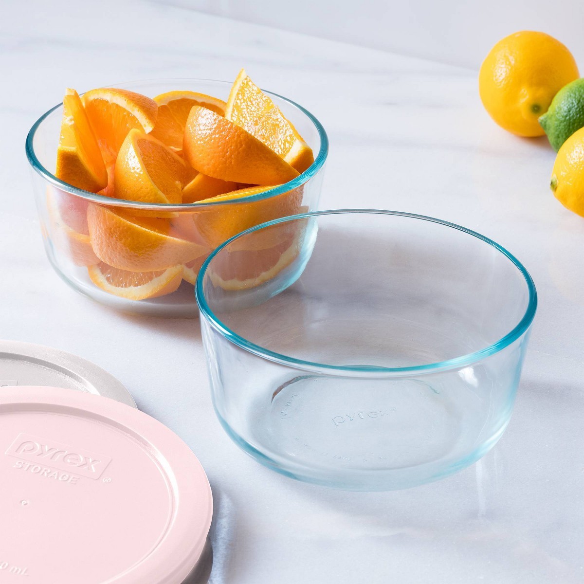 Pyrex 3-pc 3-cup Round Glass Storage Set with Assorted Color Lids