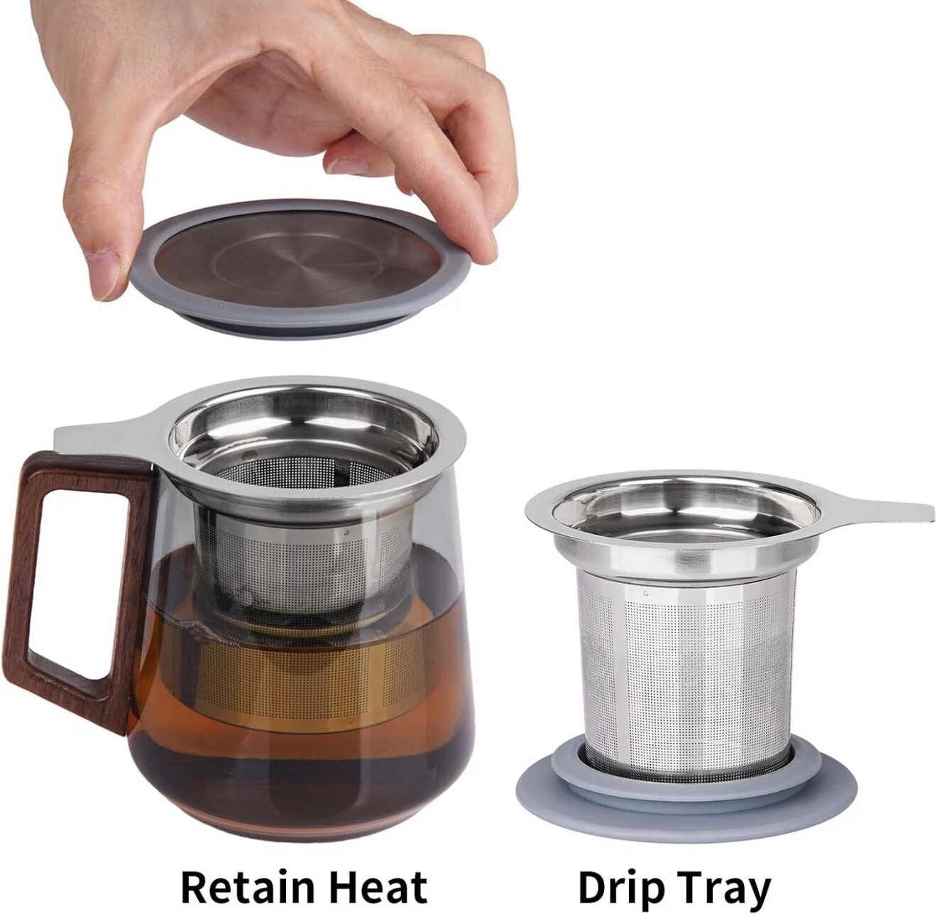 Vaincre Extra Fine Mesh Tea Infuser/Strainer, Stainless Steel Loose Silver