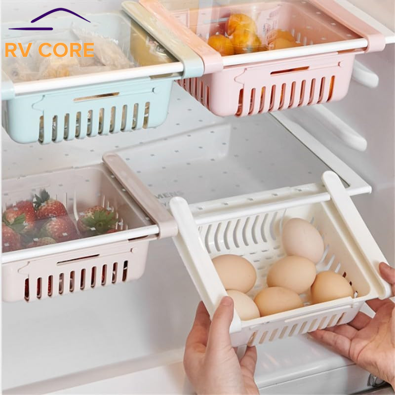 2 Pack Expandable Fridge Organizer Drawers Adjustable Under Shelf Storage Bins