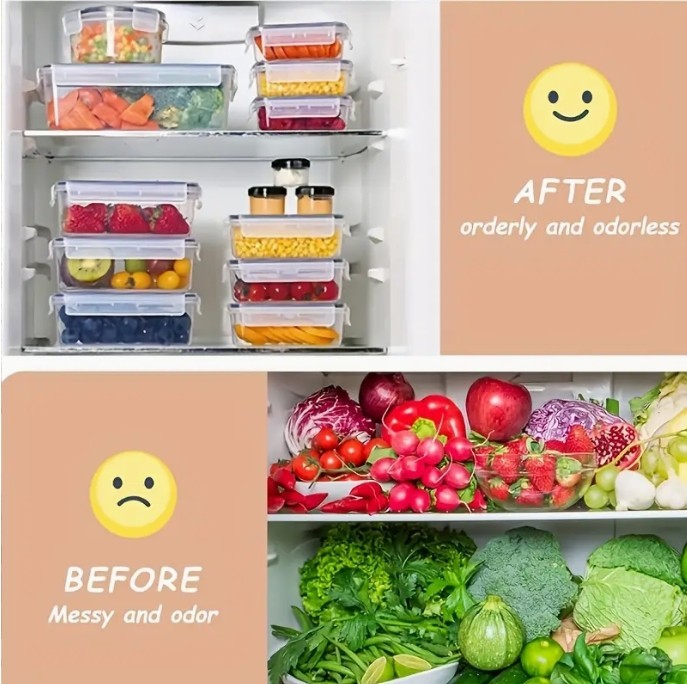 Food Storage Container Set, Fresh-Keeping Boxes, Easy-to-Secure Lids 20pcs