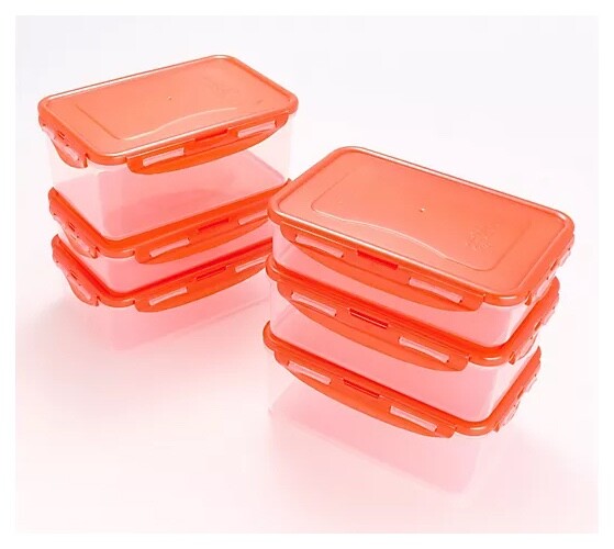 NIP Lock & Lock 8-Piece Rectangle and Round Storage Container Set B, Coral Lids