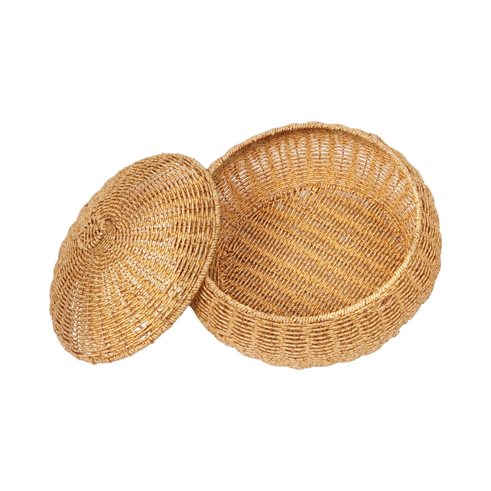 2PCS Vintage Farmhouse Round Hand Woven Storage Basket with Lids for Home