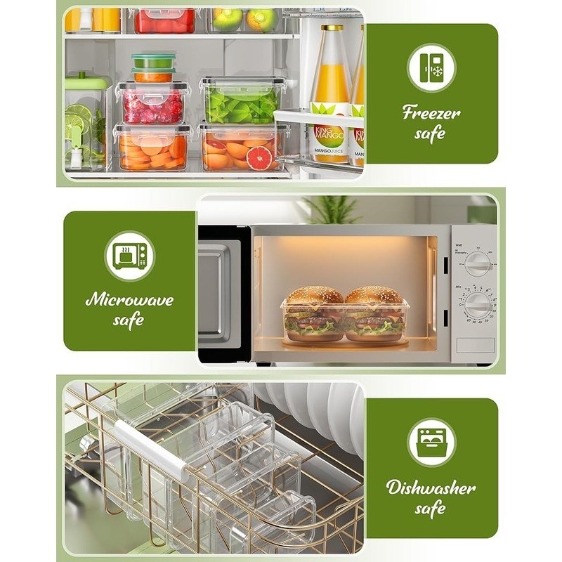 40 Piece BPA Free Food Storage Containers Leak Proof Meal Prep Set W/ Labels New