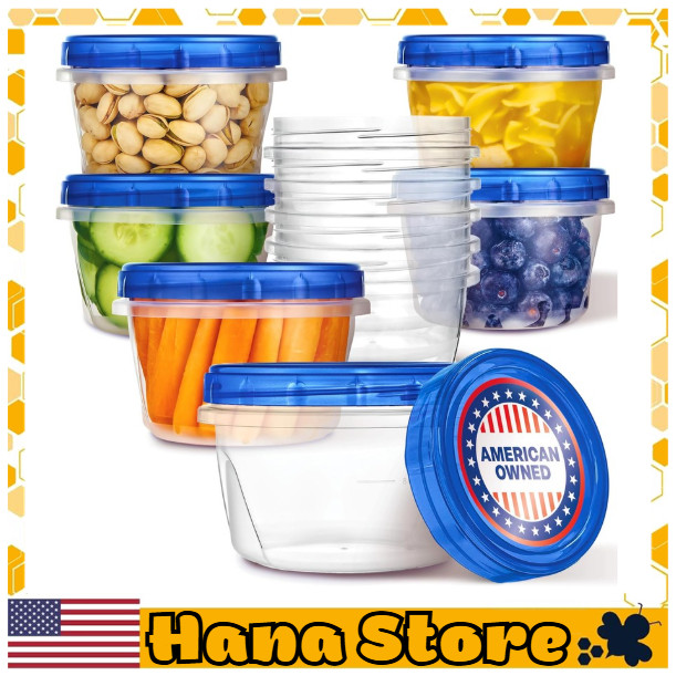 16Oz Plastic Containers with Twist Top Lids (10 Pack), 2 Cup Freezer Containers