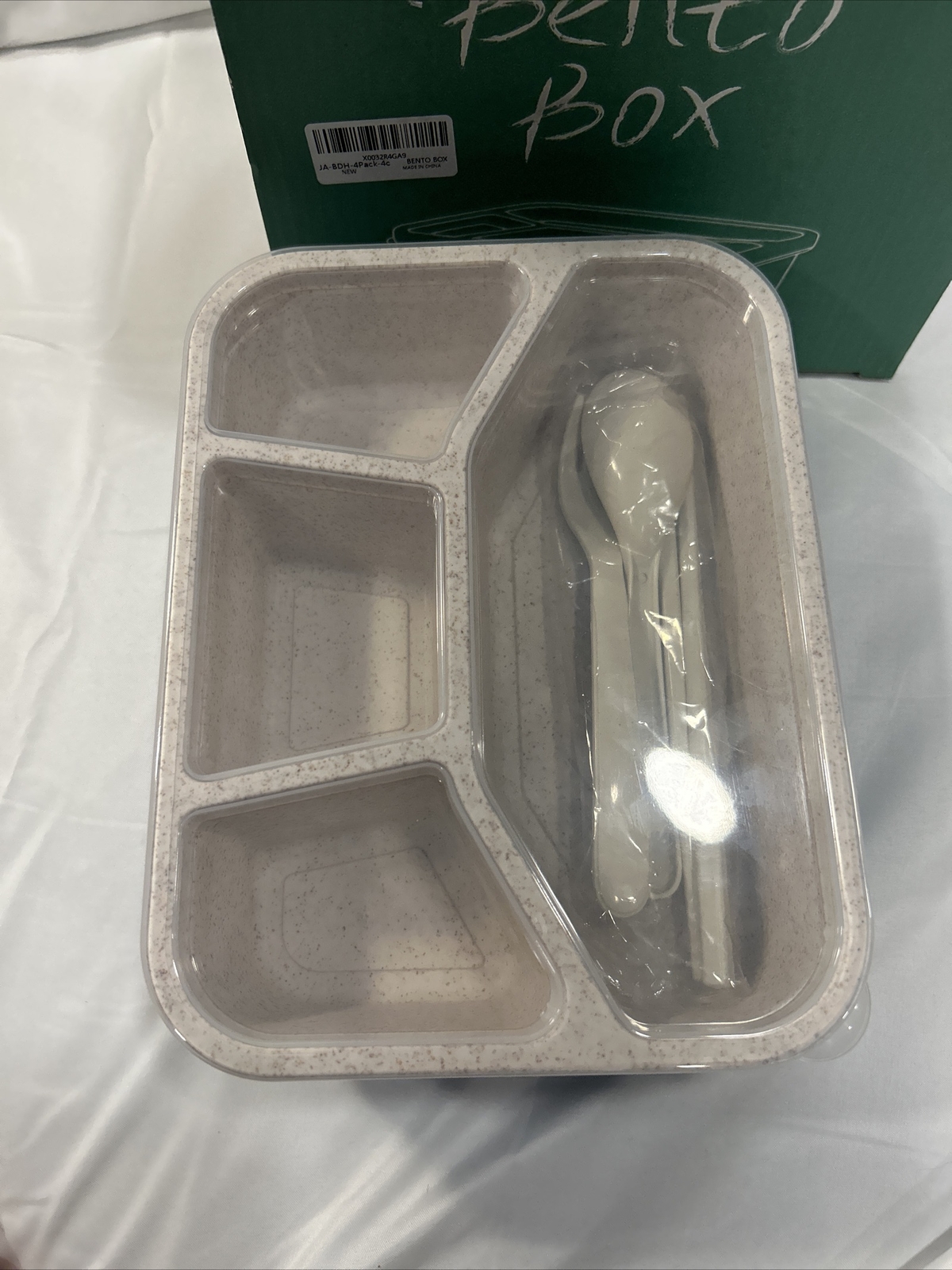 NEW 4 Pack Bento Lunch Boxes 4 Compartment Meal Prep Containers Kids Adults
