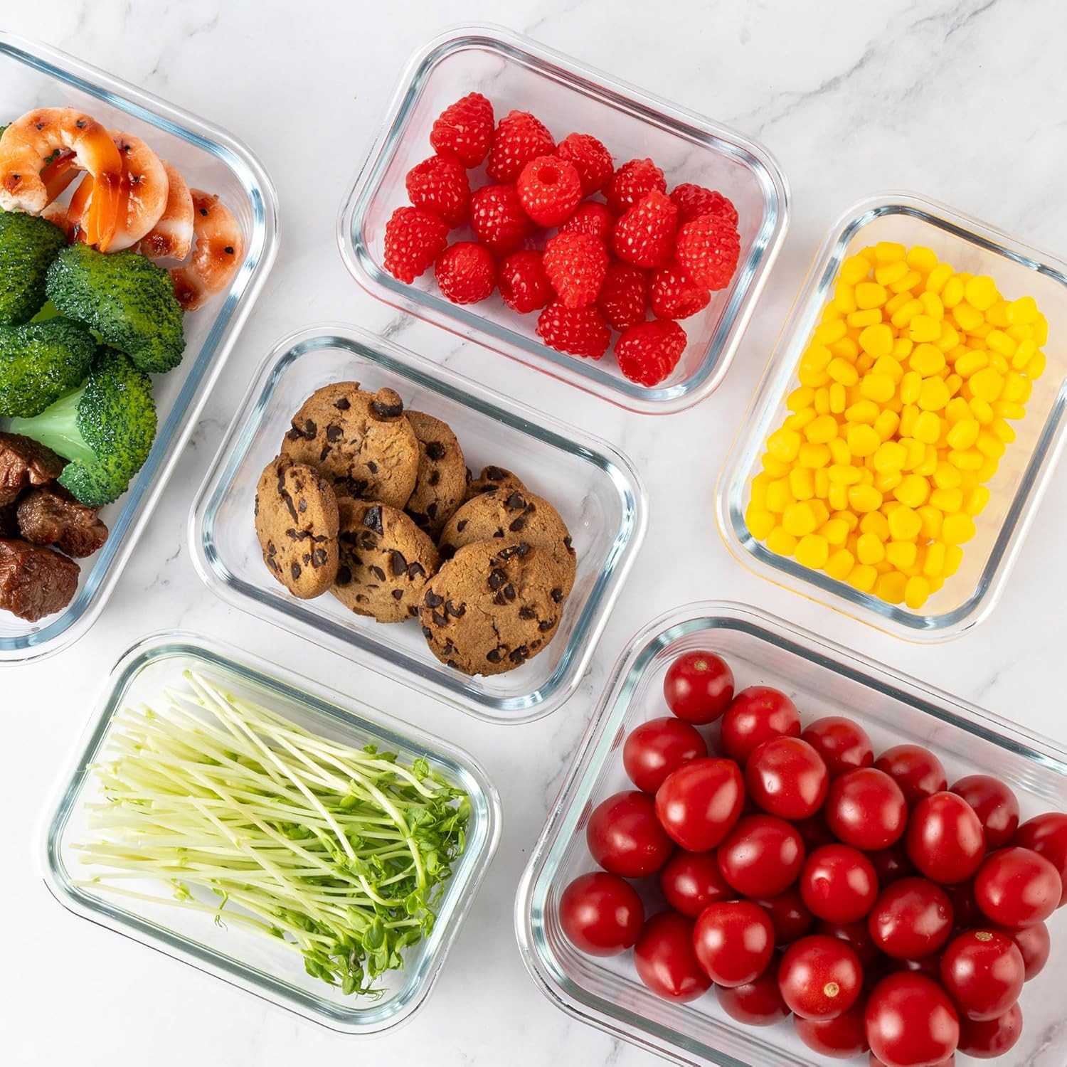 16PCS (8 Bowls + 8 Lids) High Borosilicate Glass Meal Prep Containers, Food Stor