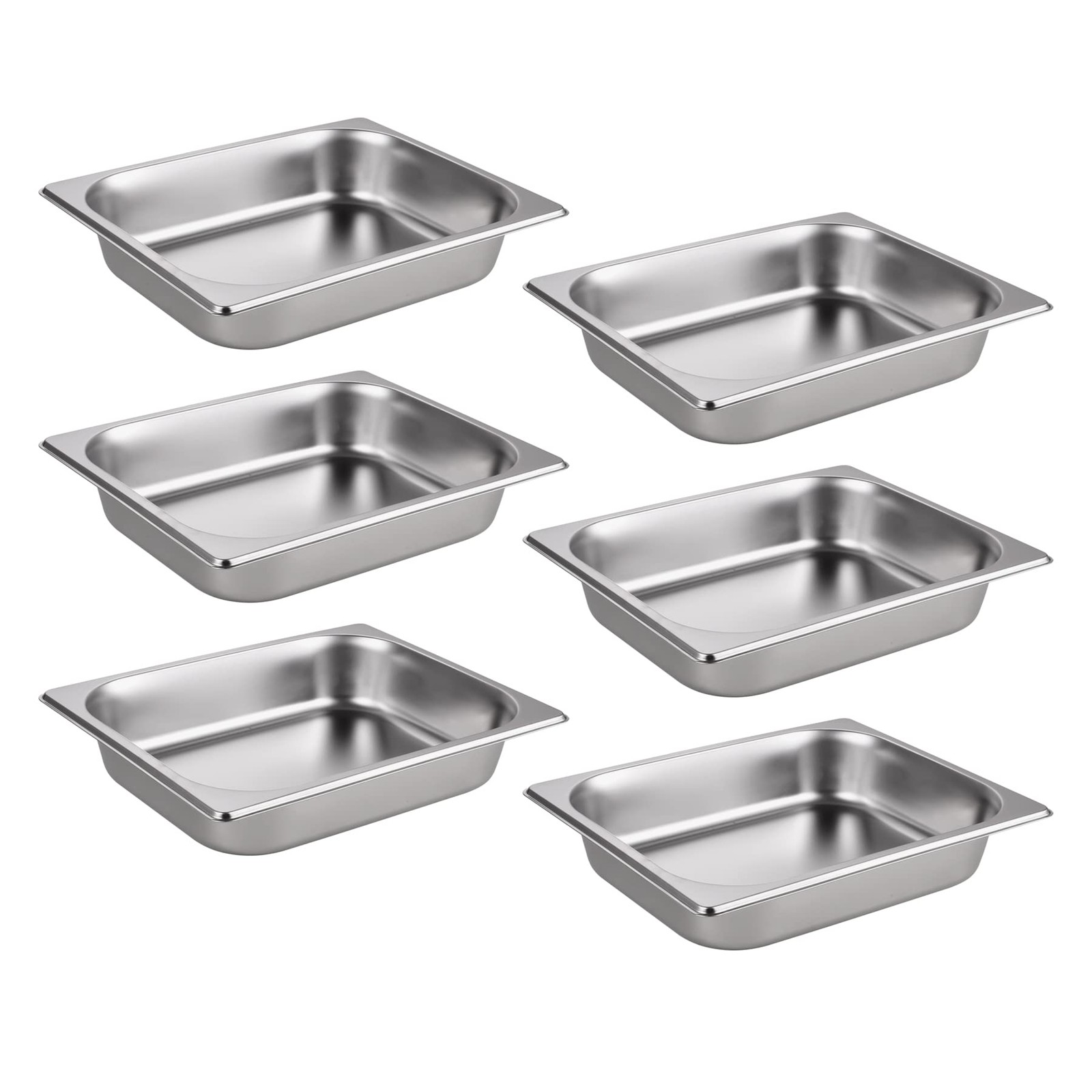 6 Pack Hotel Pans, 1/2 Size Stainless Steel Steam Table Pan, 2.5 Inch Deep Co…