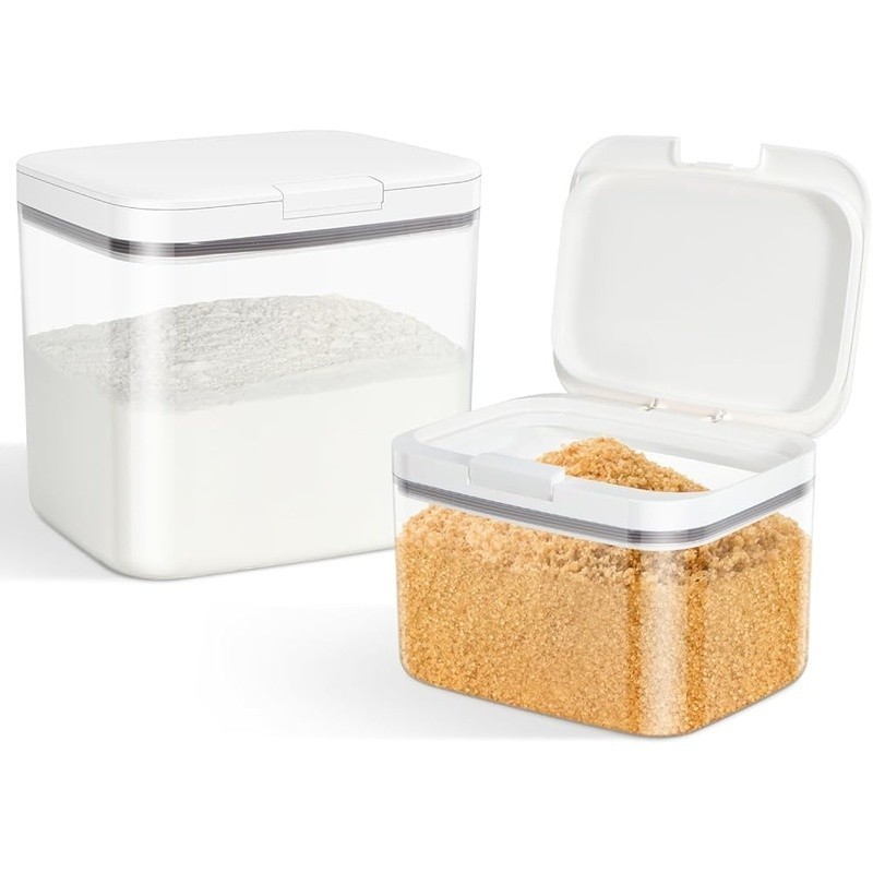 Flip-Top Food Storage Container Airtight Clear PET Organizer 2.9QT 4.75QT New