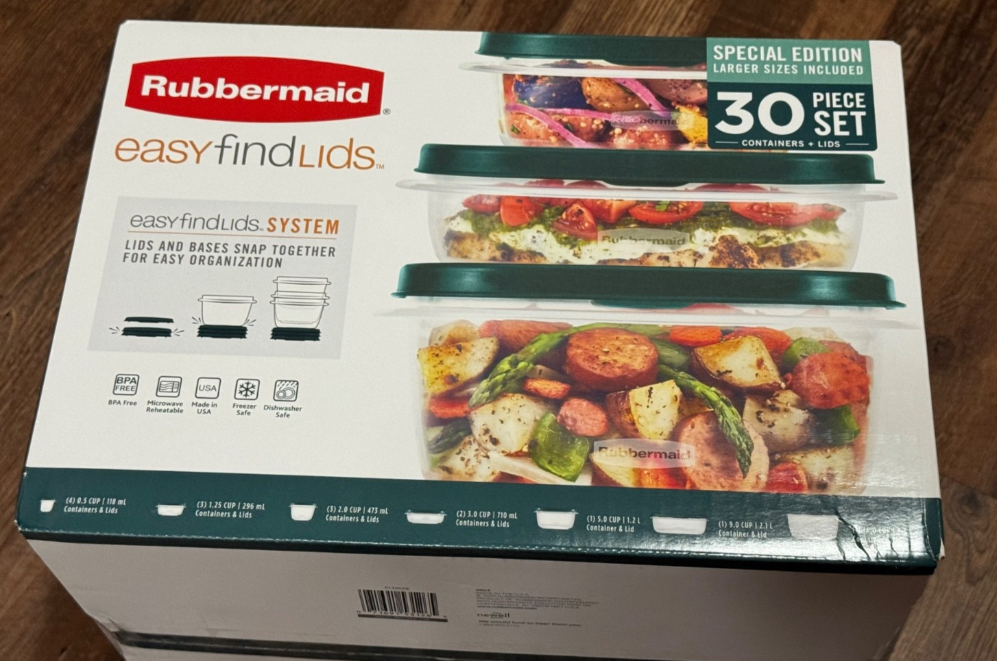 NEW Special Edition Rubbermaid 30pc (+Larger Sizes) Easy Find Lids Storage Set