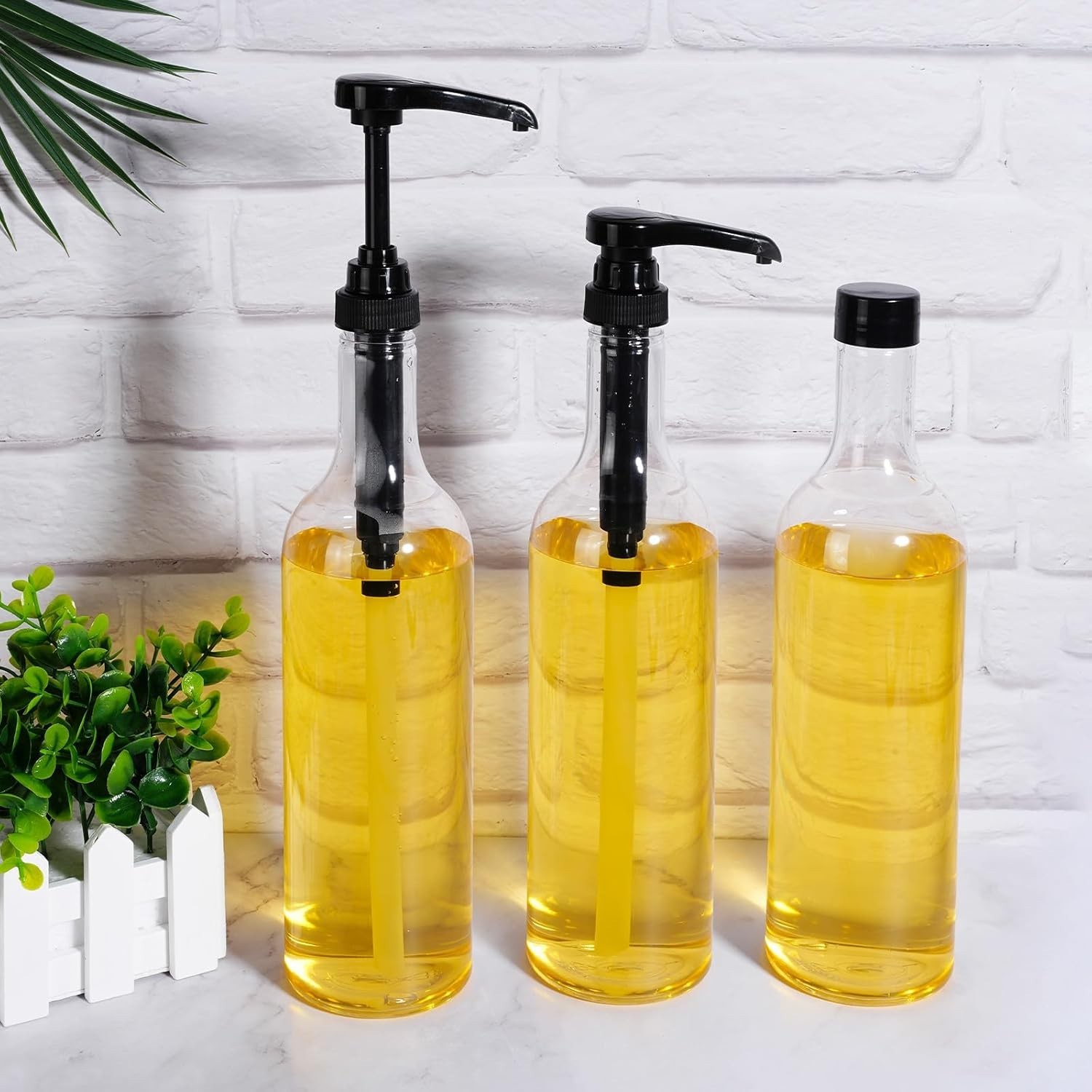 12 Pcs 25 oz Syrup Bottles with Pump Long Neck Bottles Plastic Syrup Pump Dis…