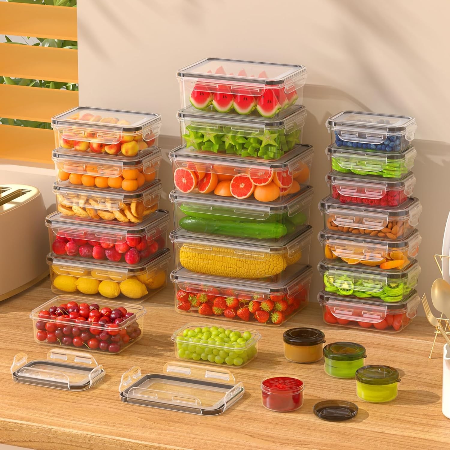 48 Pcs Larger Food Storage Containers with Lids Airtight (24 48 Piece