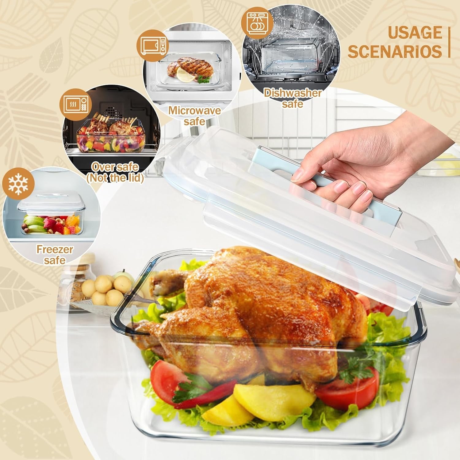 Large Glass Storage Containers with Lids 200oz/6000ml – Borosilicate Extra La…