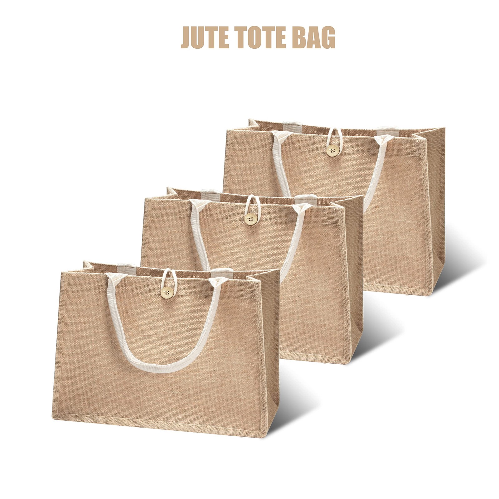 Yaceyace Jute Beach Tote Bags 14.5X6.7X10.2 Set Of 6 Burlap Totes Button