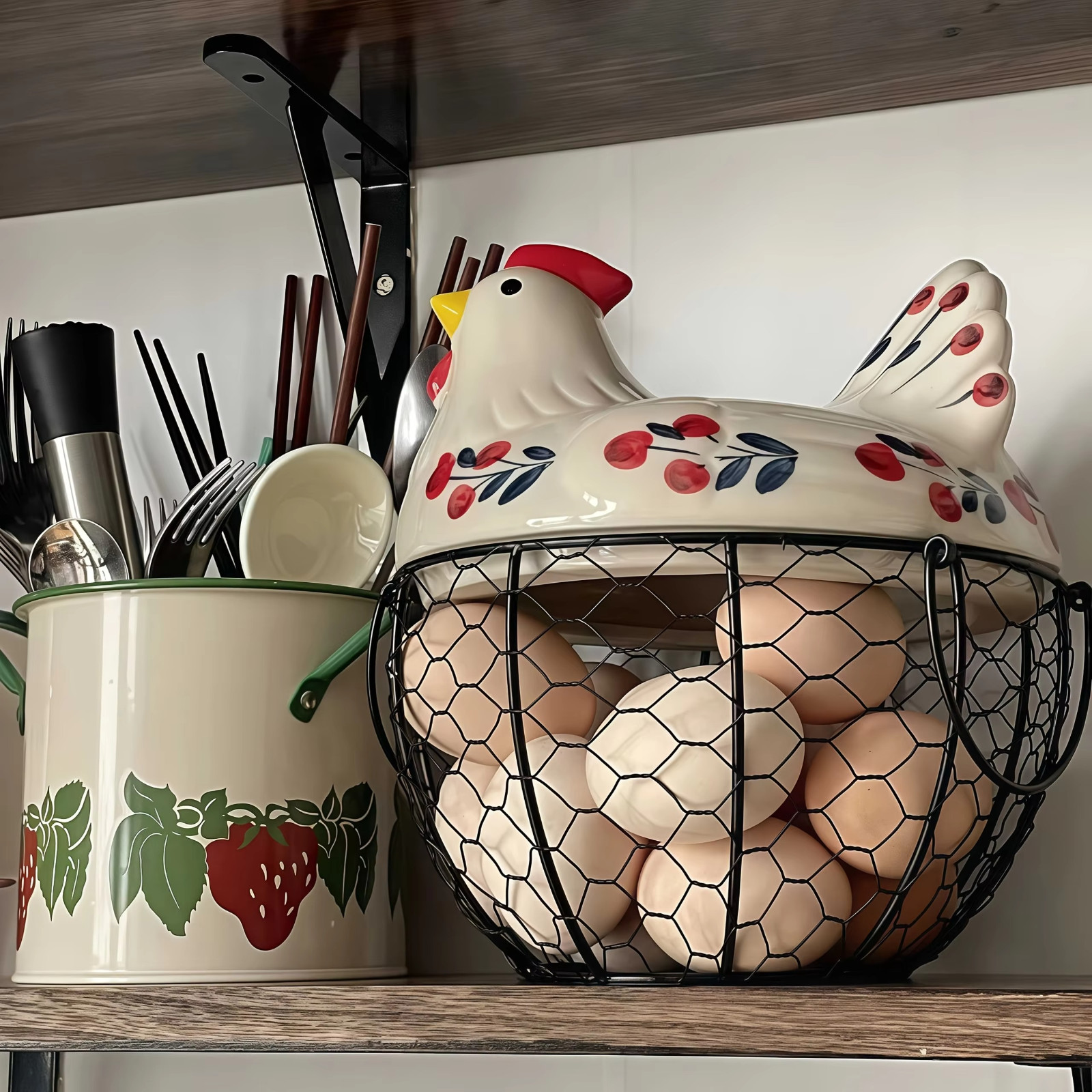 Farmhouse Hen-Shaped Egg Basket