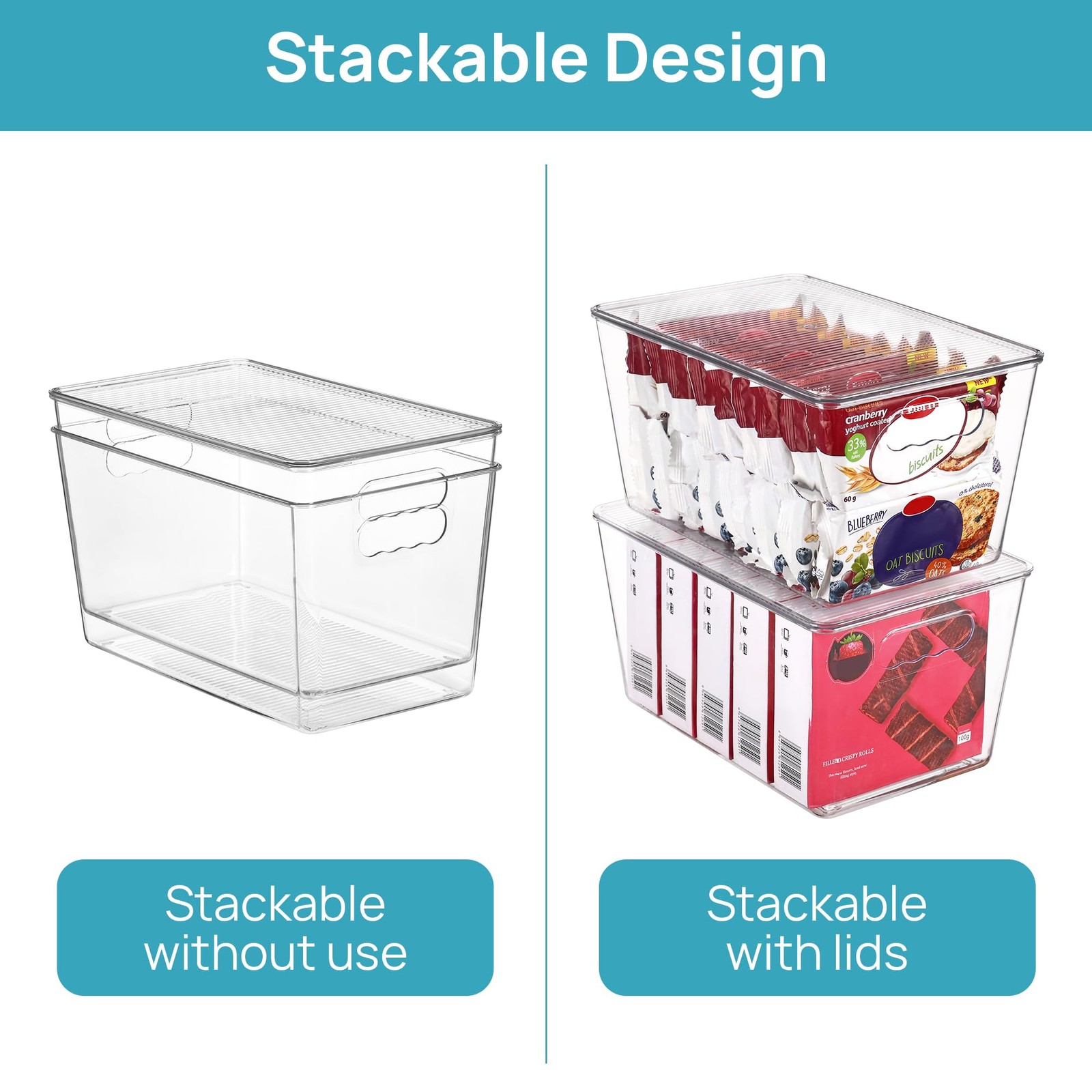 Vtopmart 6 Pack Clear Stackable Storage Bins with Lids Large Plastic Containers