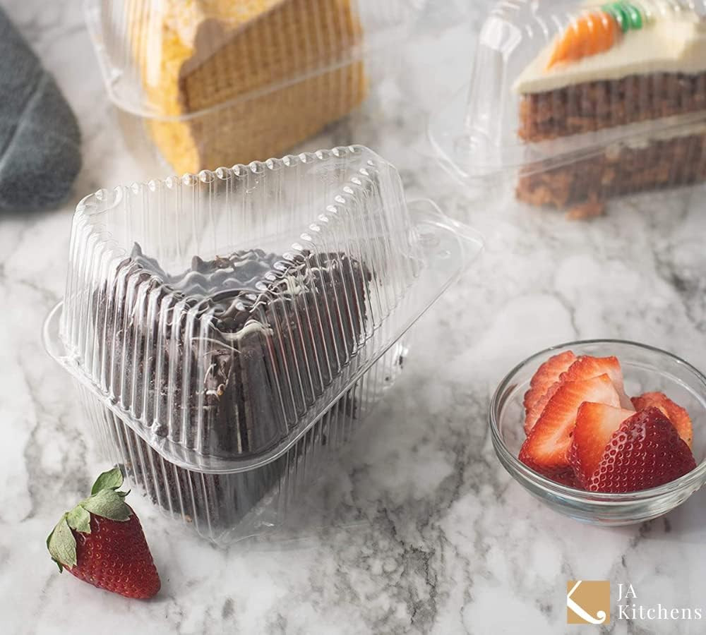 Hinged, Clear Single-Slice Pie/Cake/Cheesecake Container (High Dome Lid) – 100 P
