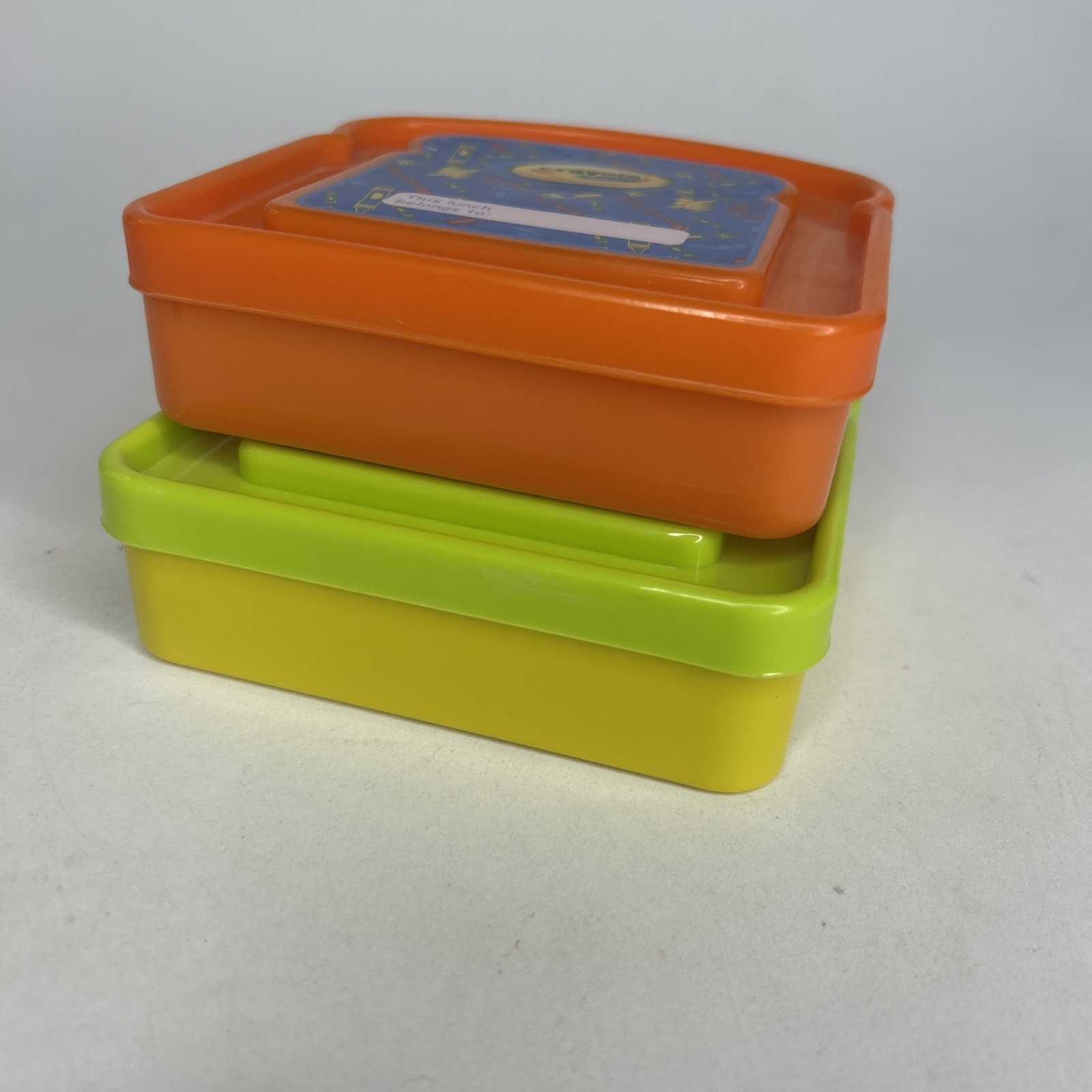 2 Crayola Sandwich Snack Packer Container Set Box Orange Green Yellow Lunch 2010