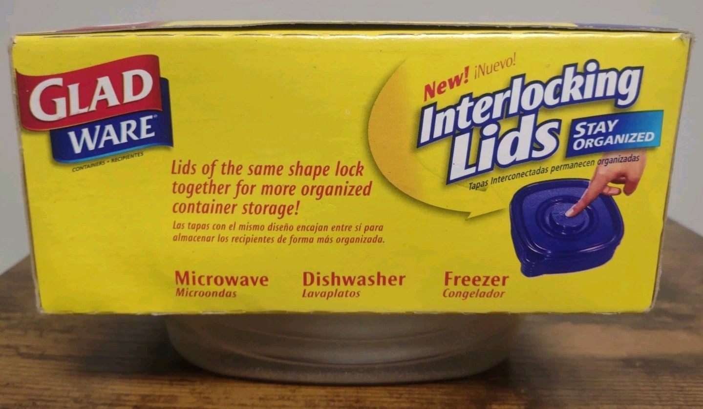 Vtg Gladware Storage Containers 5 Entree Size Tight Sealing With Lids 3 1/8 Cups