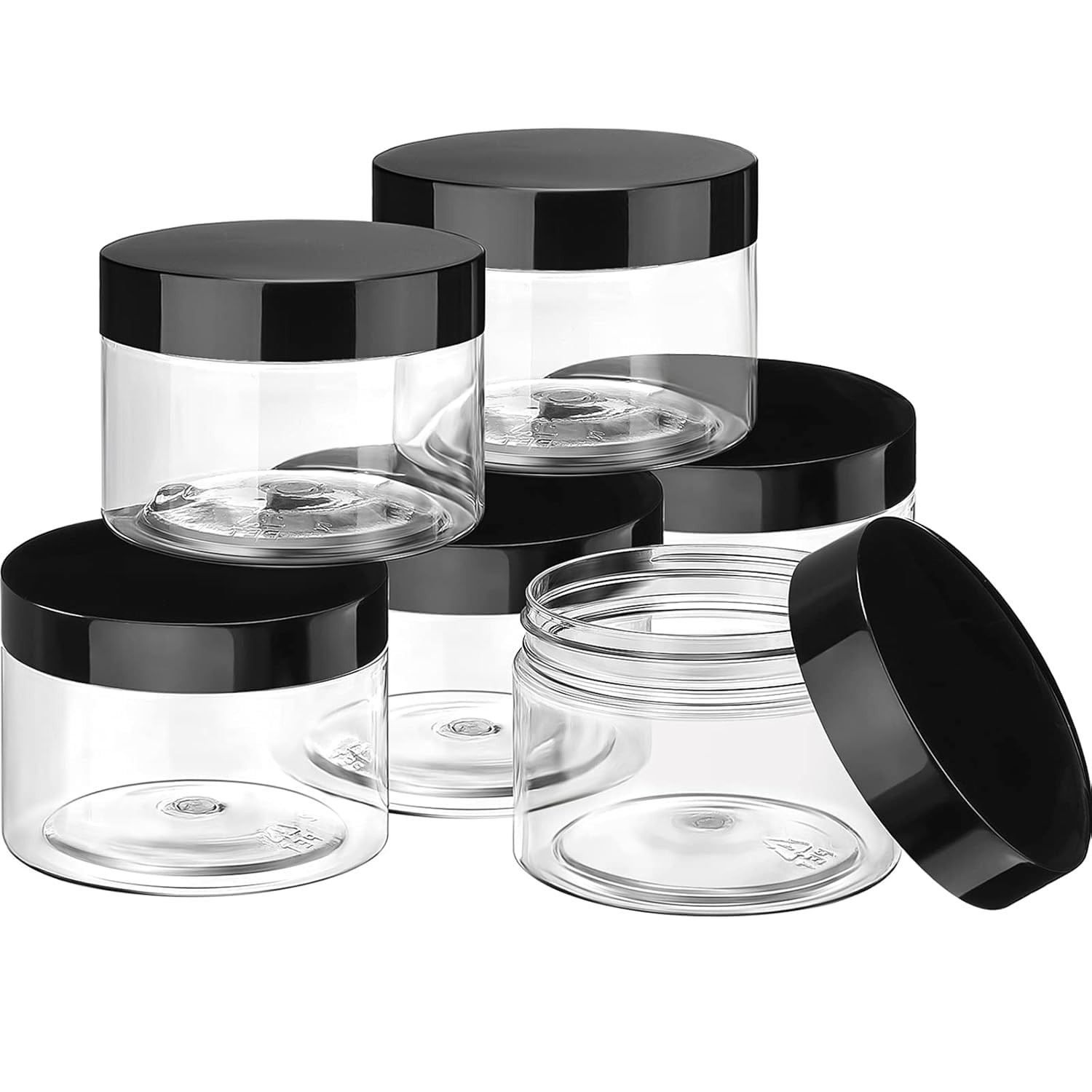 6 Pack 8 oz Plastic Jars with Lids – Leakproof, Reusable, Wide-Mouth Containers