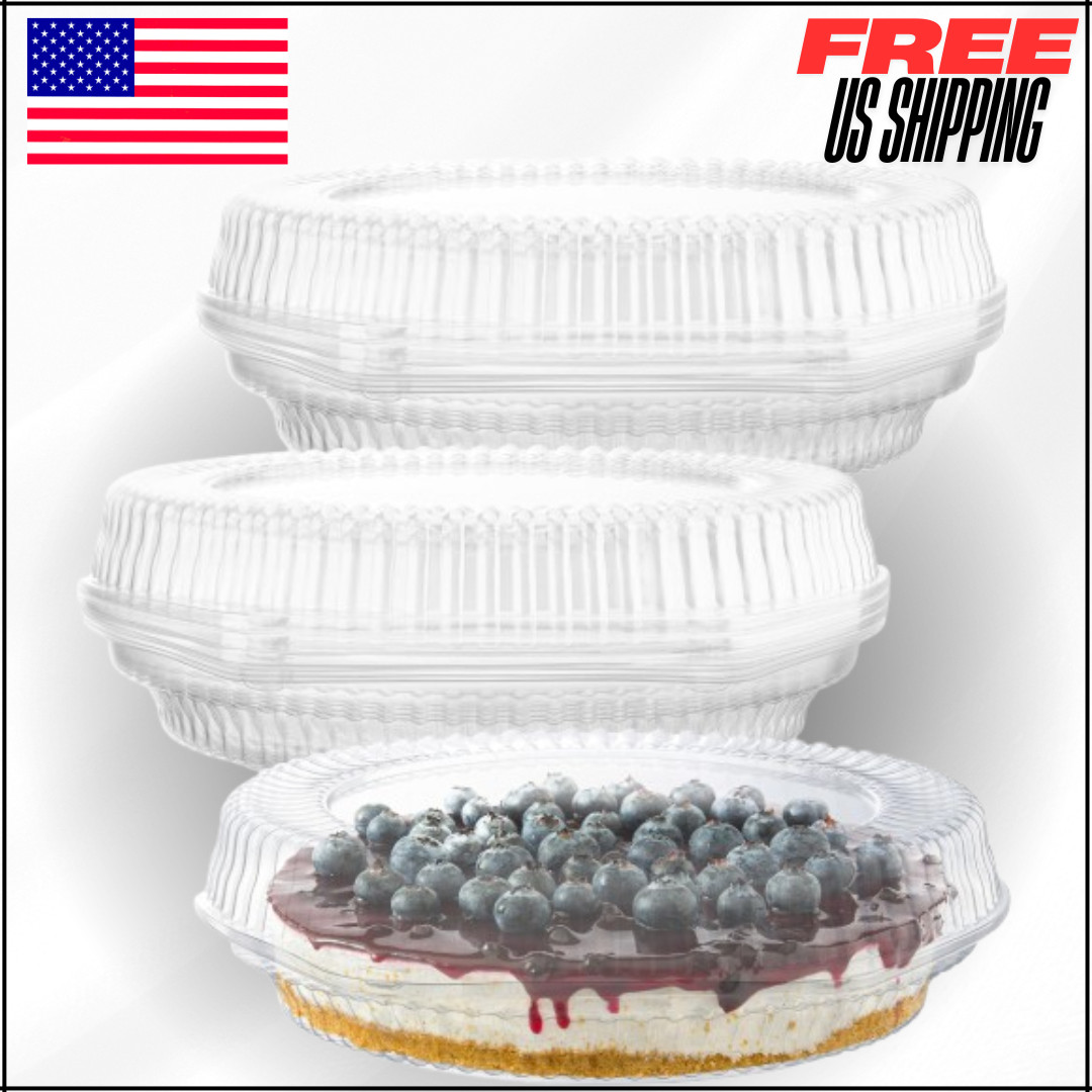 Plastic Disposable Pie Containers 10″ W Hinged Locking Lids 5 Round Pie Keepers