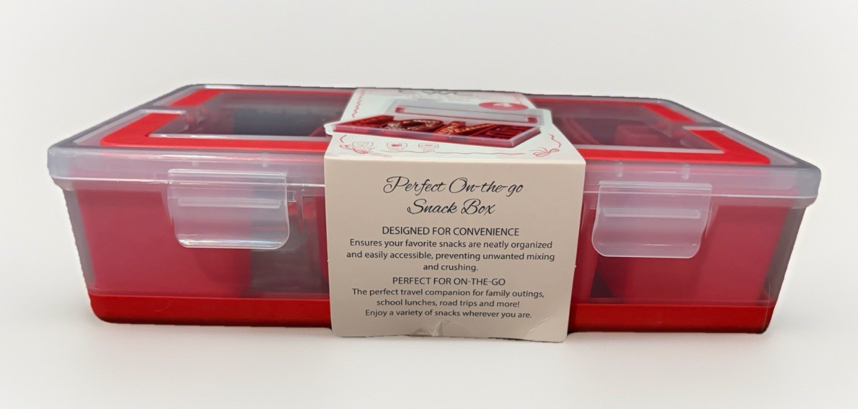 CWC LOVE Snack Box Bento 4 Compartment Snackle Container BPA Free Red Travel NEW