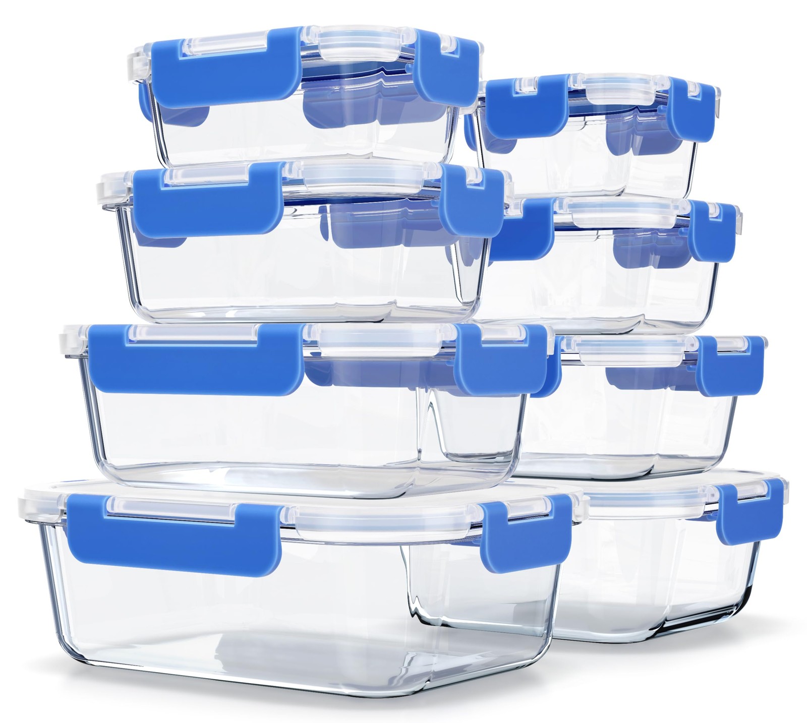Bakken Borosilicate Glass Food Storage Containers with Lids 16 Pieces, BPA-St…
