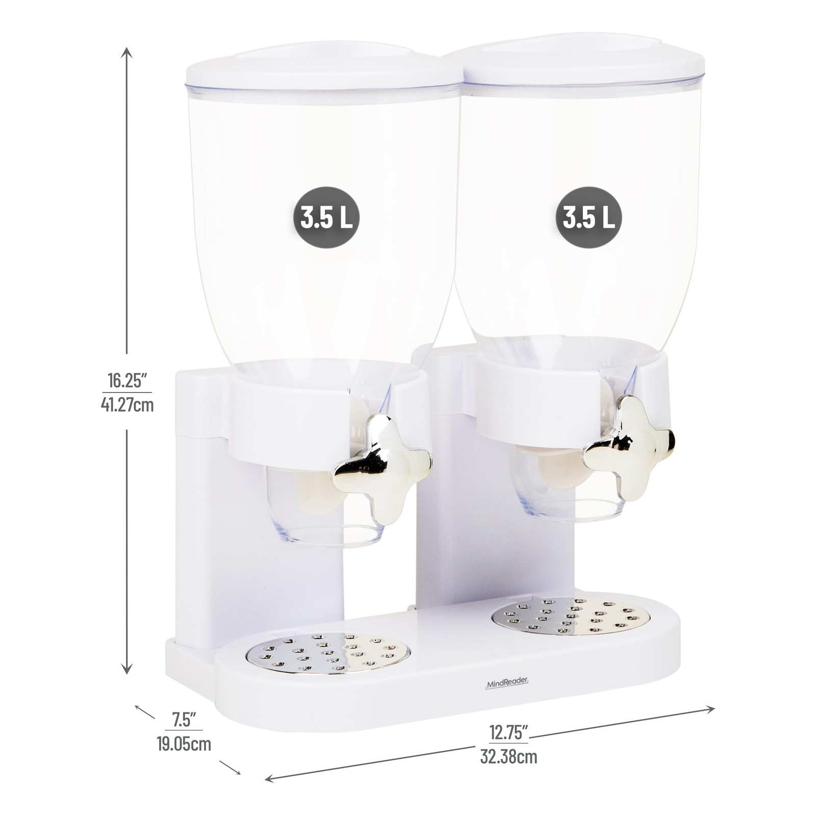 Mind Reader Double Dry Food Dispenser, 2 x 3.5L Countertop Containers for Cer…