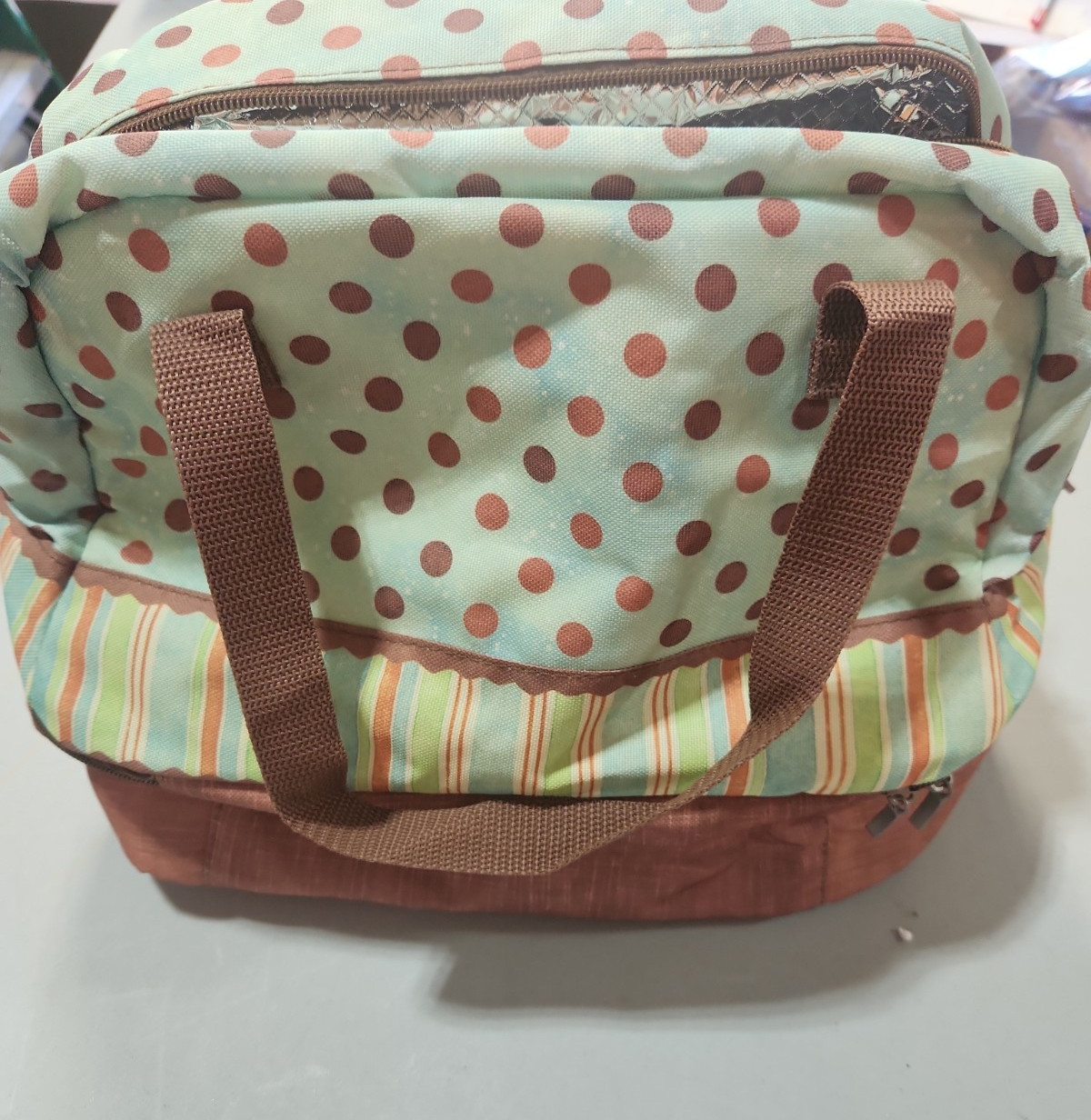 New Potluck Carrier Bag Insulated Thermal Tote Polka Dot Multi-Tier No Dish