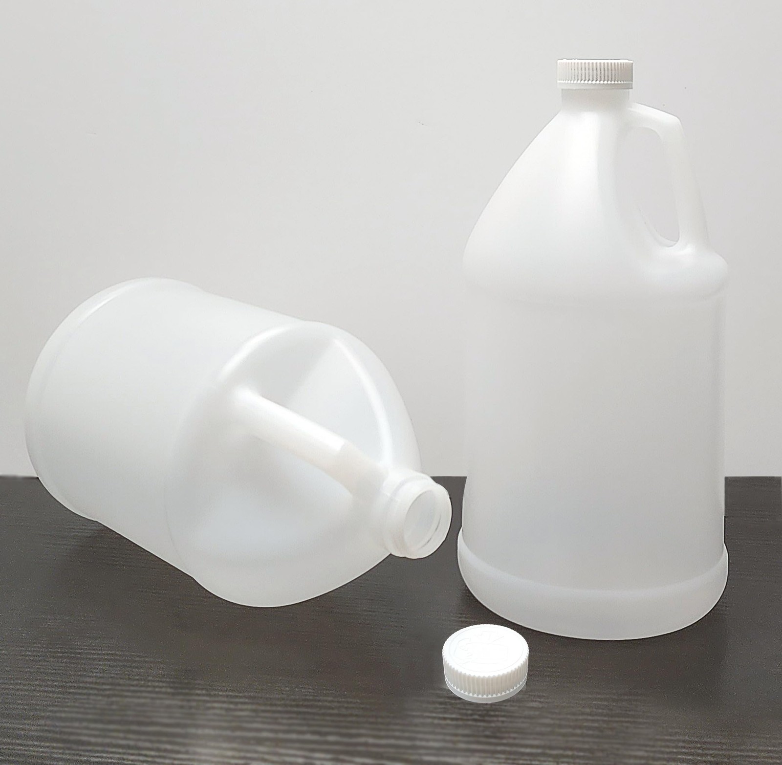 ljdeals 2 Pack 1 Gallon Reusable Plastic Jugs, Ergonomic Handle with Natural