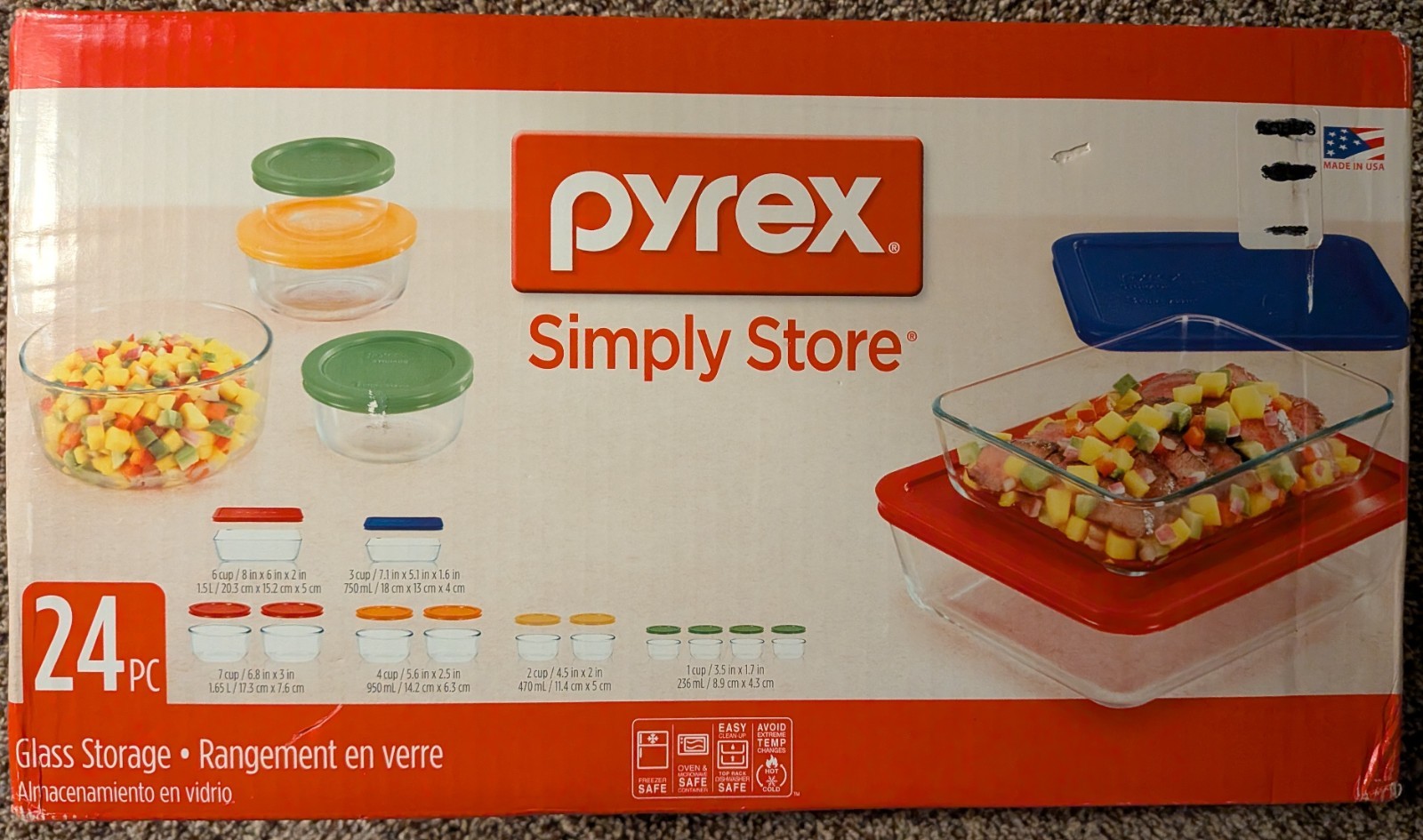 Pyrex Glass Storage 24 Piece Set – New