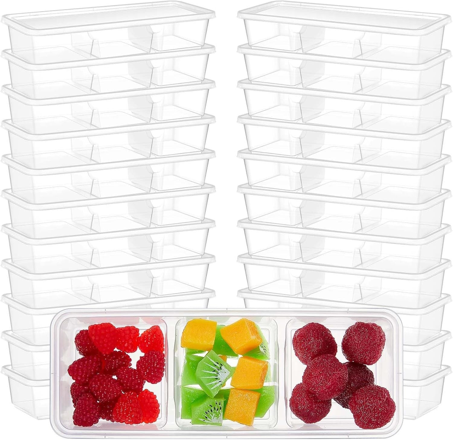 10 Pack 17 oz Small Meal Prep Containers with 3 Compartments Snack Containers…