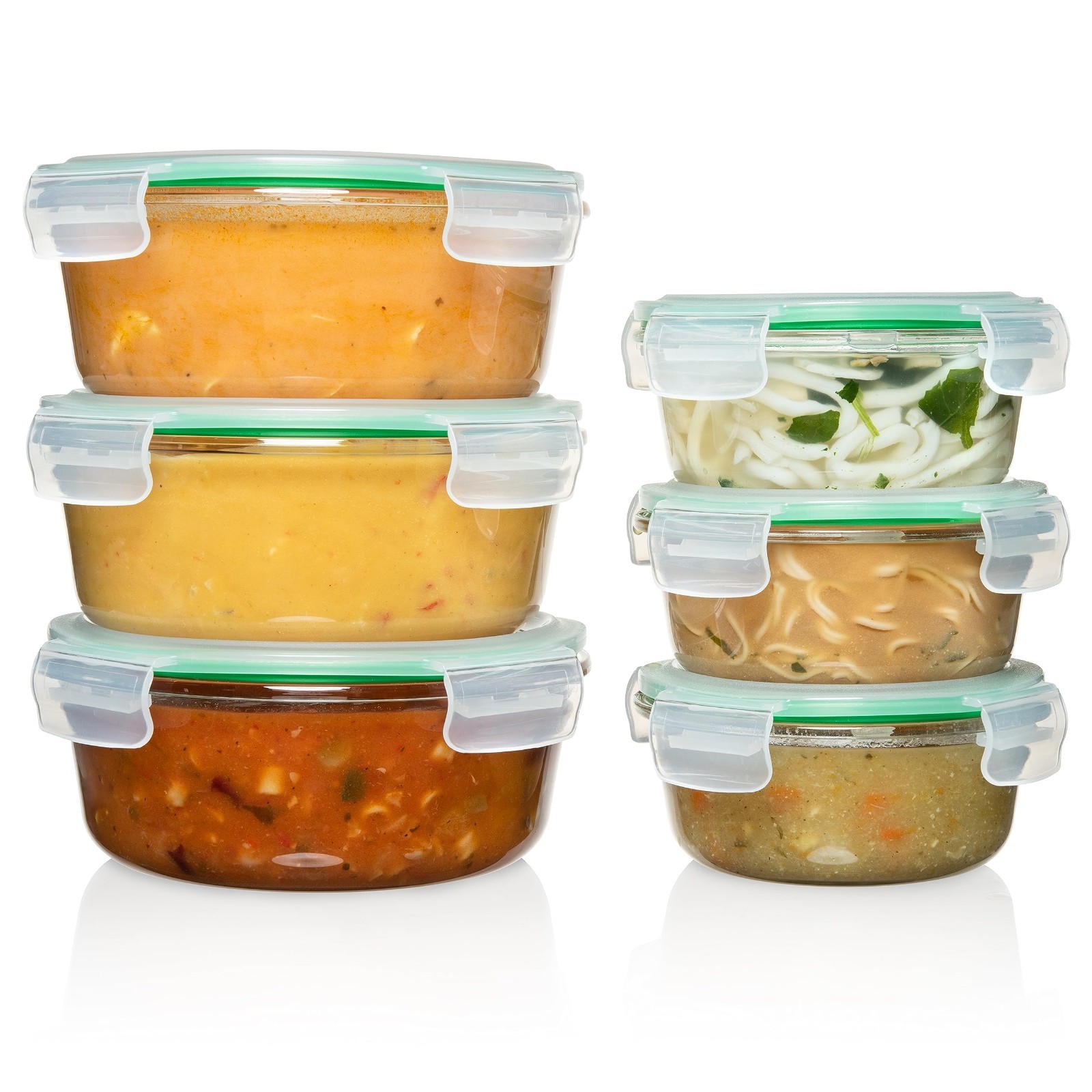 Glass Meal Prep Containers with Lids [8 Pack, 33 oz & 4.5 oz] – 2 Compartment…