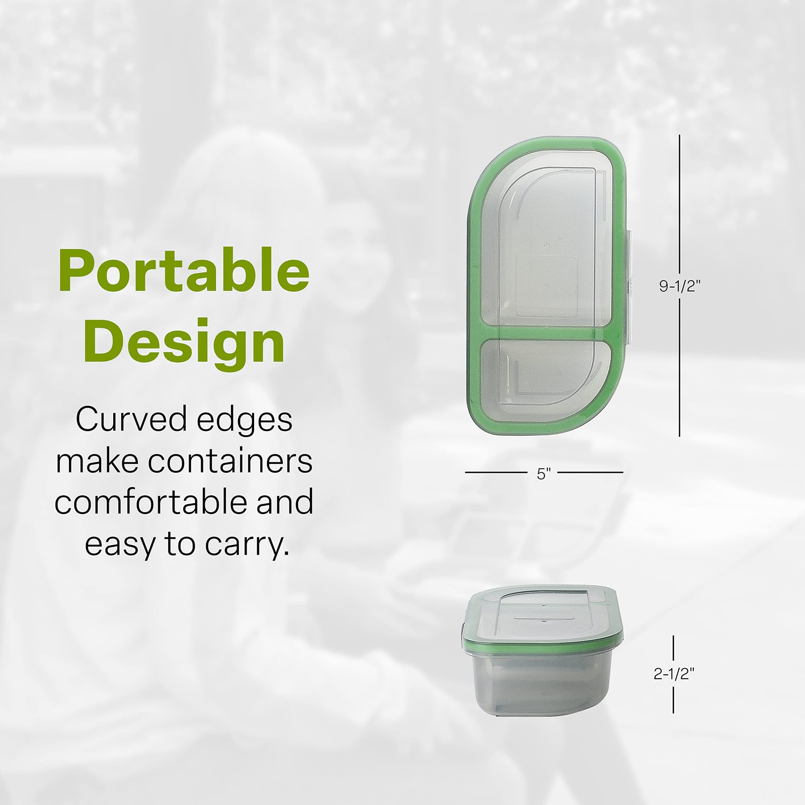 Half-Sized To-Go Divided Compartment Container, 9-1/2 X 5 X 2-1/2, Reusable, Mic
