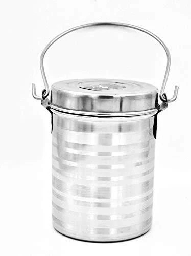 Milk Pot Stainless Steel with Lid Ghee Oil Milk Container Flate Bottom 2 Ltr