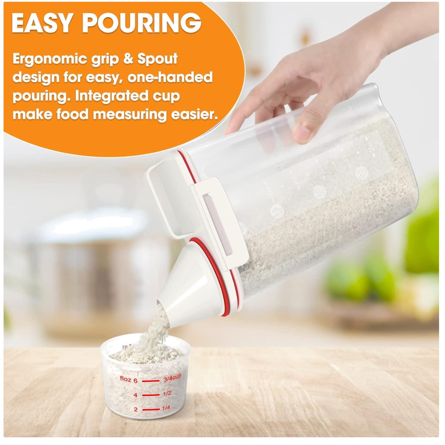 Portable Food Storage Container with Pouring Spout