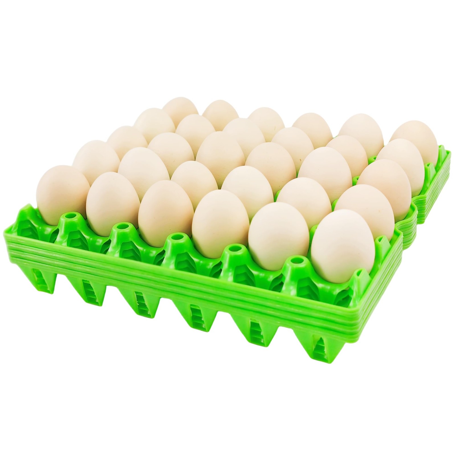 Green 30Egg Flat Stackable Durable Reusable Plastic Egg Crate Tray 4 PCS