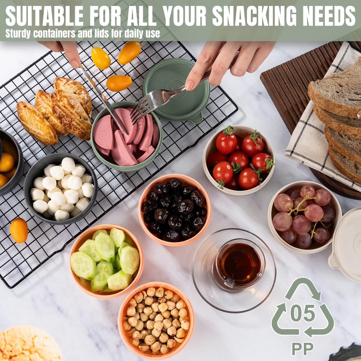9 oz Small Round Food Storage Containers with Lids Set of 12 (24 Pieces), Air…