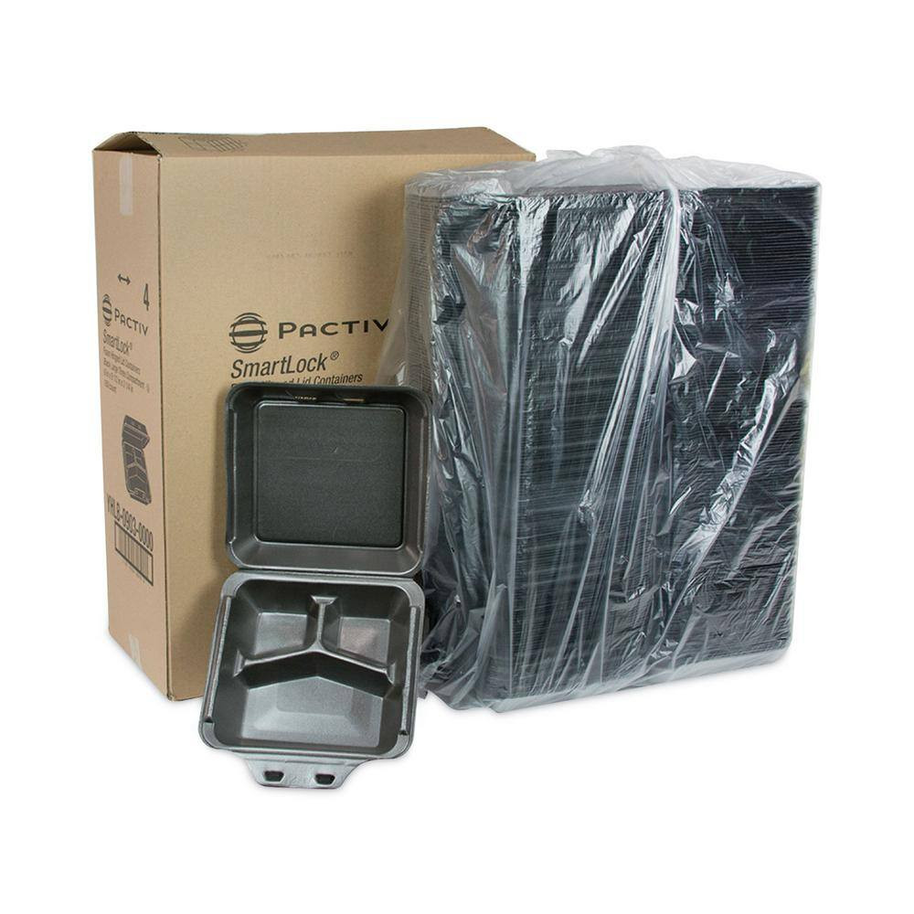 9 In. X 9.5 In. X 3.25 In. Large 3-Compartment Black Smart Lock Foam Hinged Cont