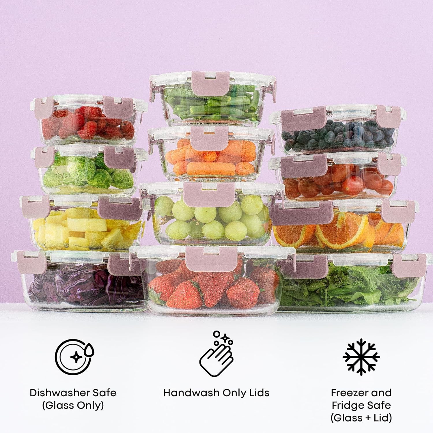 24 recipientes de vidrio para almacenar alimentos con tapas, recipientes de vidr