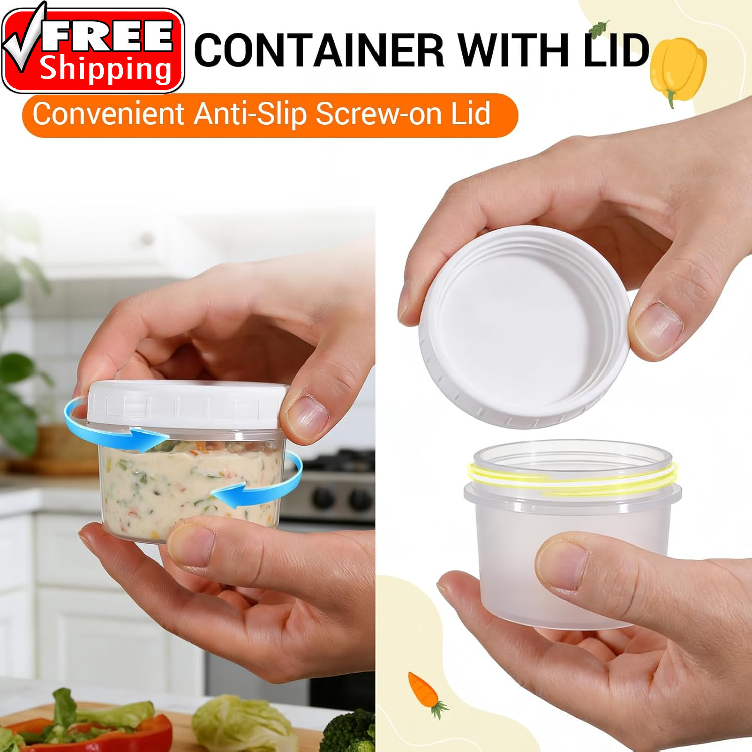 5 Oz Small Plastic Containers with Twist on Lids [20 Sets], Stackable Little Foo
